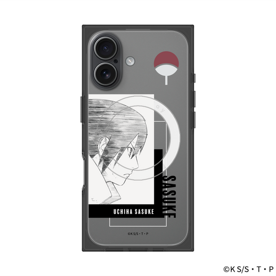 プレミアムスクエアケース with MagSafe［ NARUTO -ナルト- 疾風伝 - うちはサスケ - 線画 ］