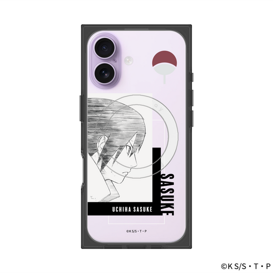 プレミアムスクエアケース with MagSafe［ NARUTO -ナルト- 疾風伝 - うちはサスケ - 線画 ］