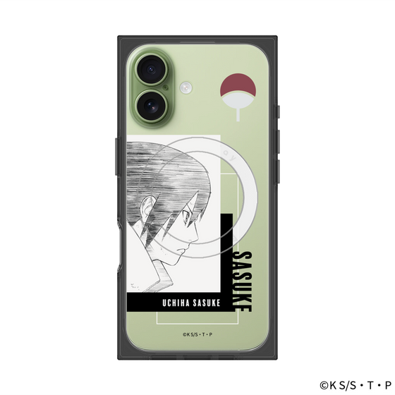 プレミアムスクエアケース with MagSafe［ NARUTO -ナルト- 疾風伝 - うちはサスケ - 線画 ］