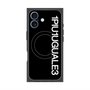 プレミアムスクエアケース with MagSafe［ 1PIU1UGUALE3 - ロゴ vertical - ブラック ］