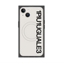 プレミアムスクエアケース with MagSafe［ 1PIU1UGUALE3 - ロゴ vertical - ホワイト ］