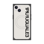 プレミアムスクエアケース with MagSafe［ 1PIU1UGUALE3 - ロゴ vertical - ホワイト ］
