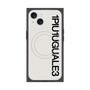プレミアムスクエアケース with MagSafe［ 1PIU1UGUALE3 - ロゴ vertical - ホワイト ］
