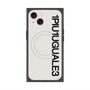 プレミアムスクエアケース with MagSafe［ 1PIU1UGUALE3 - ロゴ vertical - ホワイト ］