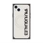 プレミアムスクエアケース with MagSafe［ 1PIU1UGUALE3 - ロゴ vertical - ホワイト ］