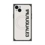 プレミアムスクエアケース with MagSafe［ 1PIU1UGUALE3 - ロゴ vertical - ホワイト ］