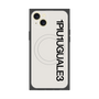 プレミアムスクエアケース with MagSafe［ 1PIU1UGUALE3 - ロゴ vertical - ホワイト ］
