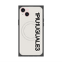 プレミアムスクエアケース with MagSafe［ 1PIU1UGUALE3 - ロゴ vertical - ホワイト ］