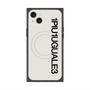 プレミアムスクエアケース with MagSafe［ 1PIU1UGUALE3 - ロゴ vertical - ホワイト ］