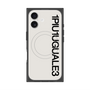 プレミアムスクエアケース with MagSafe［ 1PIU1UGUALE3 - ロゴ vertical - ホワイト ］