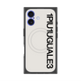 プレミアムスクエアケース with MagSafe［ 1PIU1UGUALE3 - ロゴ vertical - ホワイト ］