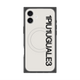 プレミアムスクエアケース with MagSafe［ 1PIU1UGUALE3 - ロゴ vertical - ホワイト ］