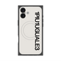 プレミアムスクエアケース with MagSafe［ 1PIU1UGUALE3 - ロゴ vertical - ホワイト ］