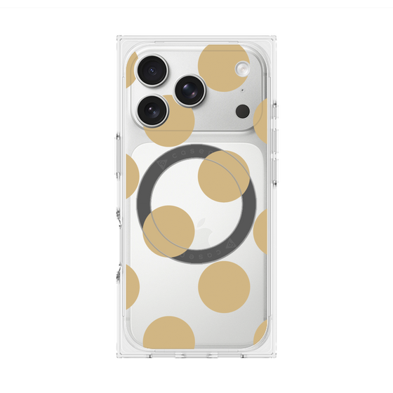 プレミアムスクエアケース with MagSafe［ シンプルドット - Beige ］