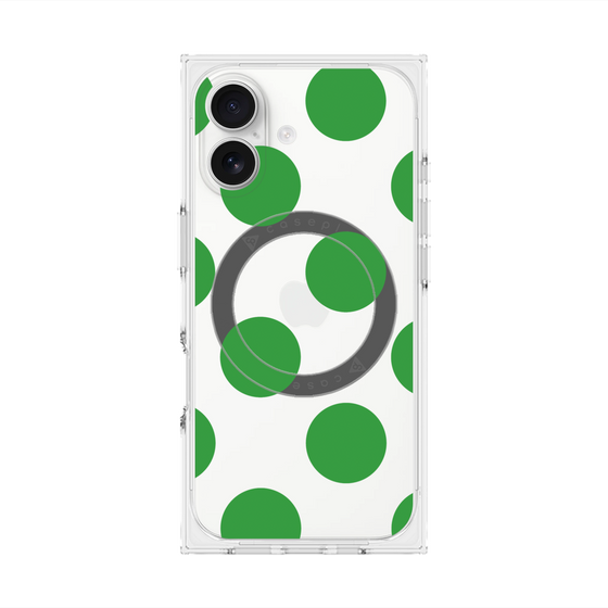 プレミアムスクエアケース with MagSafe［ シンプルドット - Green ］