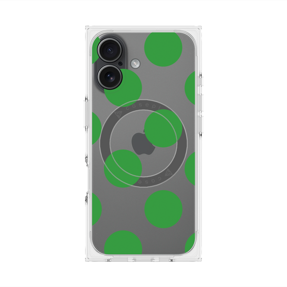 プレミアムスクエアケース with MagSafe［ シンプルドット - Green ］