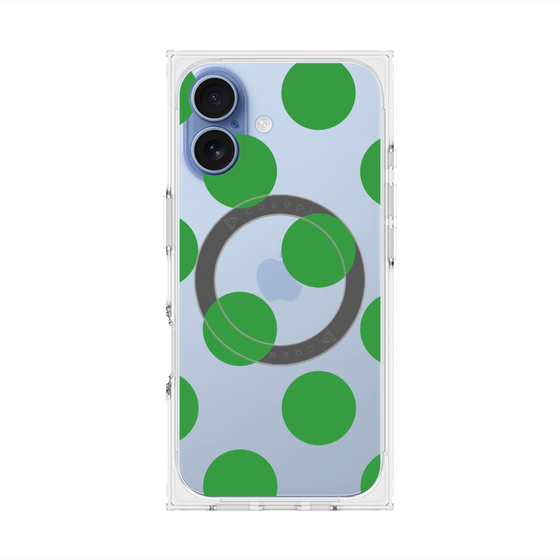 プレミアムスクエアケース with MagSafe［ シンプルドット - Green ］