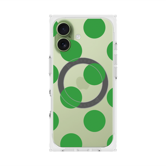 プレミアムスクエアケース with MagSafe［ シンプルドット - Green ］