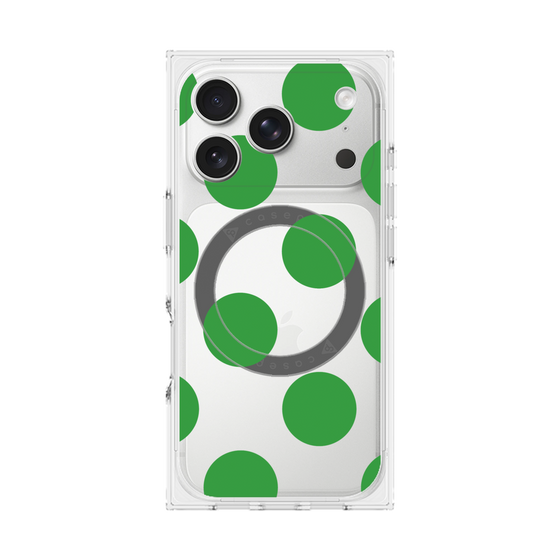 プレミアムスクエアケース with MagSafe［ シンプルドット - Green ］