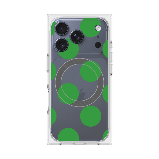 プレミアムスクエアケース with MagSafe［ シンプルドット - Green ］