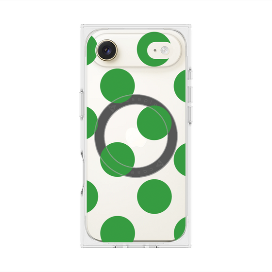 プレミアムスクエアケース with MagSafe［ シンプルドット - Green ］