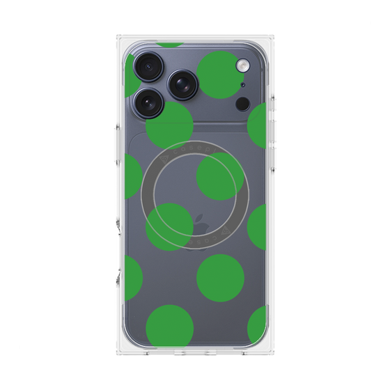 プレミアムスクエアケース with MagSafe［ シンプルドット - Green ］