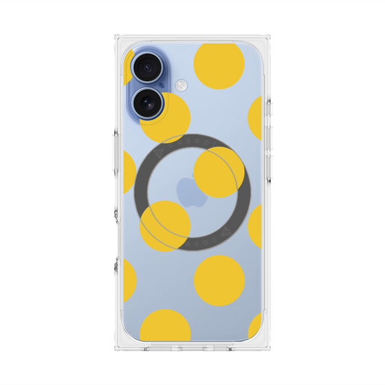 プレミアムスクエアケース with MagSafe［ シンプルドット - Yellow ］