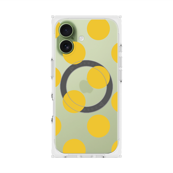 プレミアムスクエアケース with MagSafe［ シンプルドット - Yellow ］