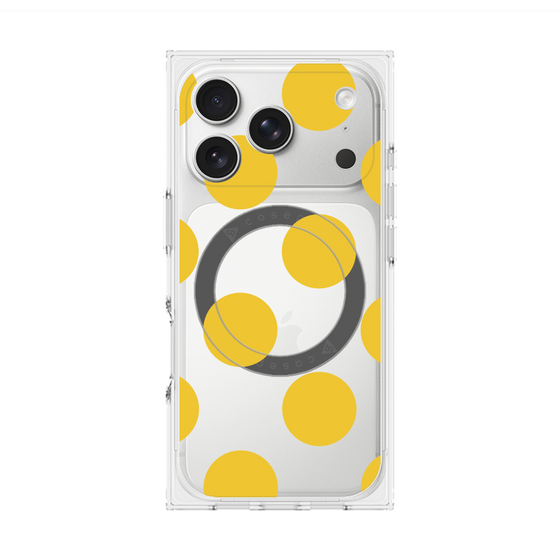 プレミアムスクエアケース with MagSafe［ シンプルドット - Yellow ］
