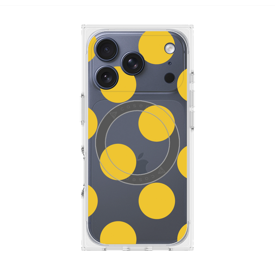 プレミアムスクエアケース with MagSafe［ シンプルドット - Yellow ］