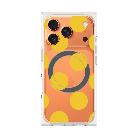 プレミアムスクエアケース with MagSafe［ シンプルドット - Yellow ］