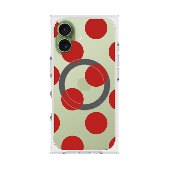 プレミアムスクエアケース with MagSafe［ シンプルドット - Red ］