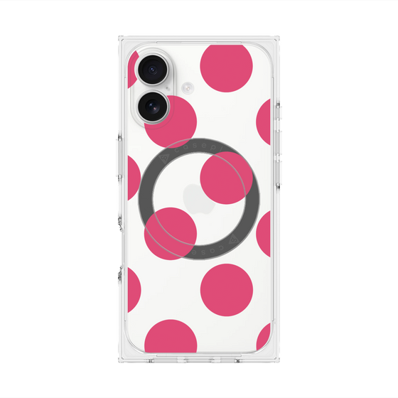 プレミアムスクエアケース with MagSafe［ シンプルドット - Pink ］