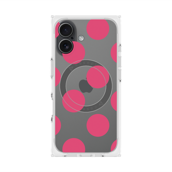 プレミアムスクエアケース with MagSafe［ シンプルドット - Pink ］