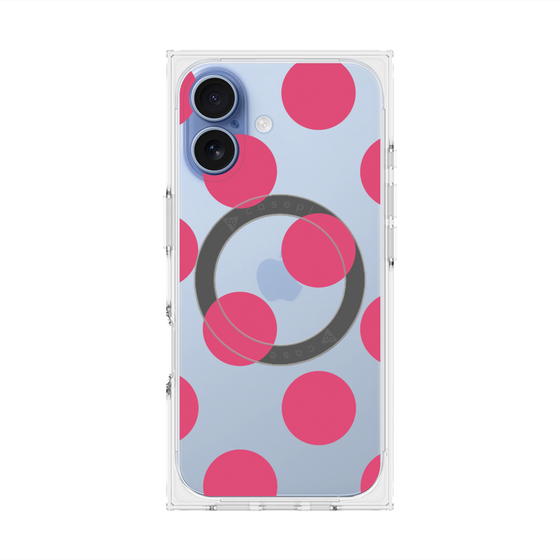 プレミアムスクエアケース with MagSafe［ シンプルドット - Pink ］