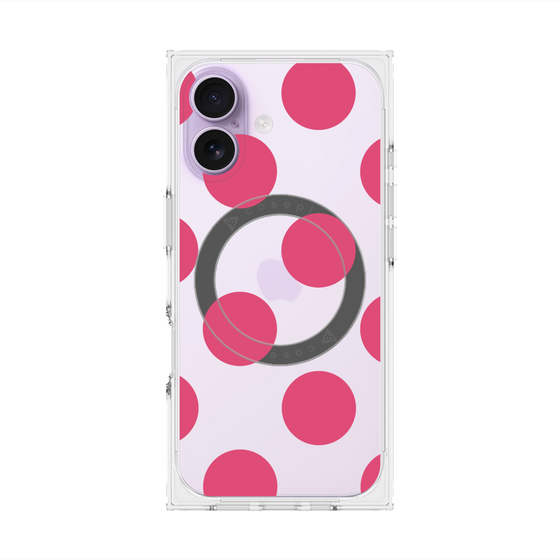 プレミアムスクエアケース with MagSafe［ シンプルドット - Pink ］