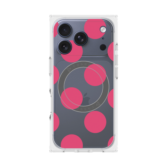 プレミアムスクエアケース with MagSafe［ シンプルドット - Pink ］