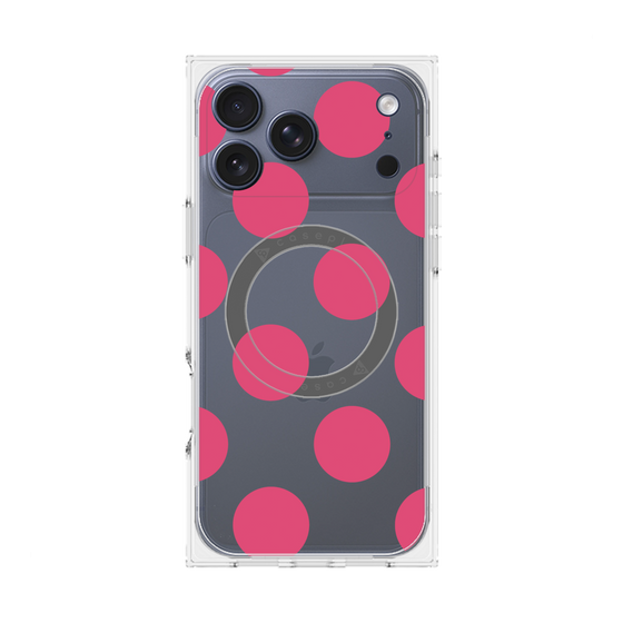 プレミアムスクエアケース with MagSafe［ シンプルドット - Pink ］