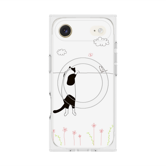 プレミアムスクエアケース with MagSafe［ 夢中に覗く三毛ねこ ］