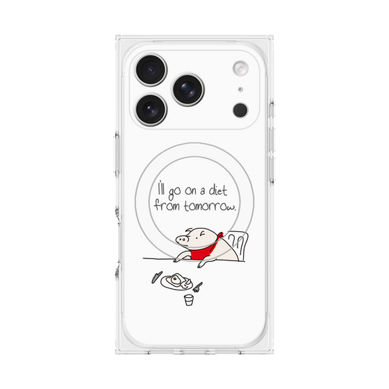 プレミアムスクエアケース with MagSafe［ ブタ子の挑戦 ］