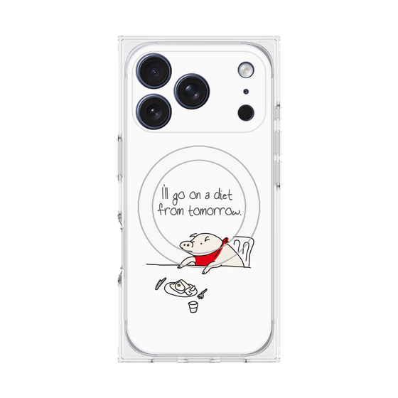 プレミアムスクエアケース with MagSafe［ ブタ子の挑戦 ］