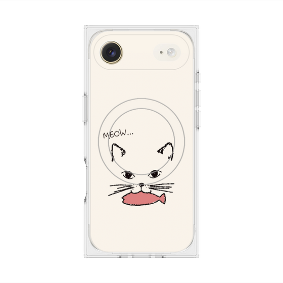 プレミアムスクエアケース with MagSafe［ 食いしん坊なねこ - White ］
