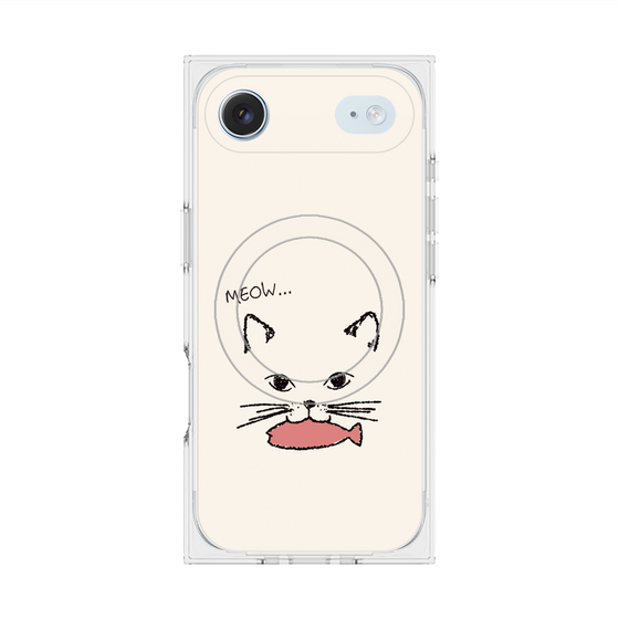 プレミアムスクエアケース with MagSafe［ 食いしん坊なねこ - White ］
