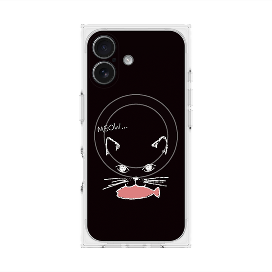 プレミアムスクエアケース with MagSafe［ 食いしん坊なねこ - Black ］