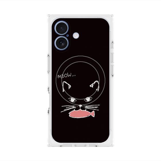 プレミアムスクエアケース with MagSafe［ 食いしん坊なねこ - Black ］
