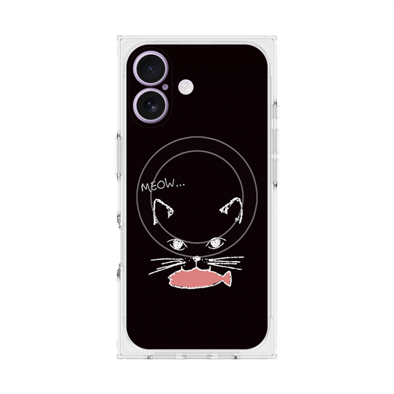 プレミアムスクエアケース with MagSafe［ 食いしん坊なねこ - Black ］