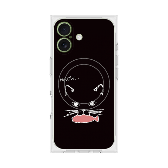 プレミアムスクエアケース with MagSafe［ 食いしん坊なねこ - Black ］