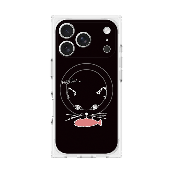プレミアムスクエアケース with MagSafe［ 食いしん坊なねこ - Black ］