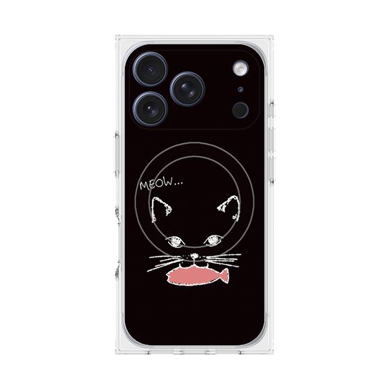 プレミアムスクエアケース with MagSafe［ 食いしん坊なねこ - Black ］