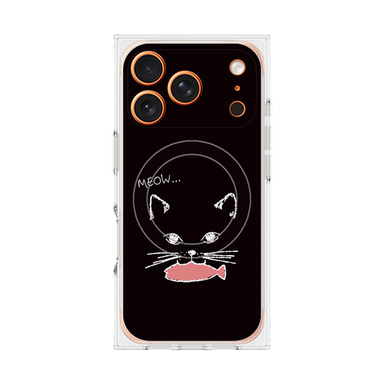 プレミアムスクエアケース with MagSafe［ 食いしん坊なねこ - Black ］